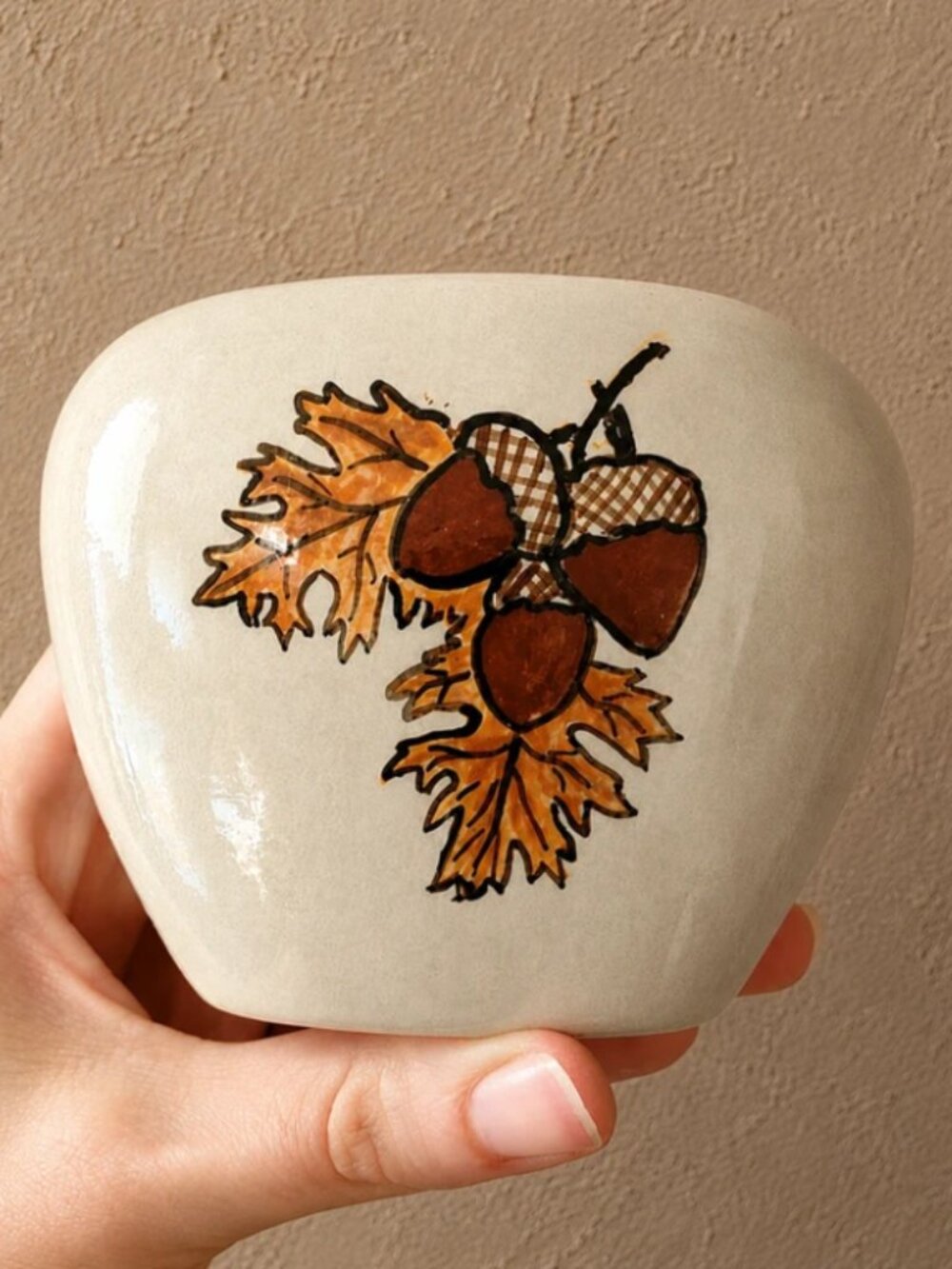 Native American Acorn and Oak Leaf Bud Vase